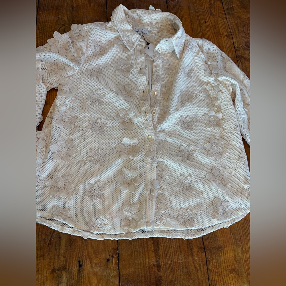Current Air Cream Floral Lace Blouse - Picture 4 of 9